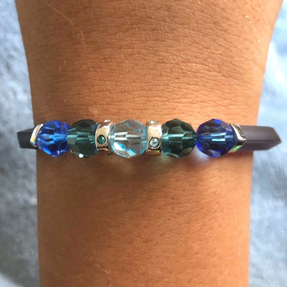 SWAROVSKI VINTAGE BLUE CRYSTALS CUFF BRACELET - Picture 6 of 6